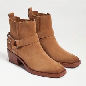 NEW Sam Edelman "Bellamie" Suede Harness Square-Toe Ankle Boots Western Boho